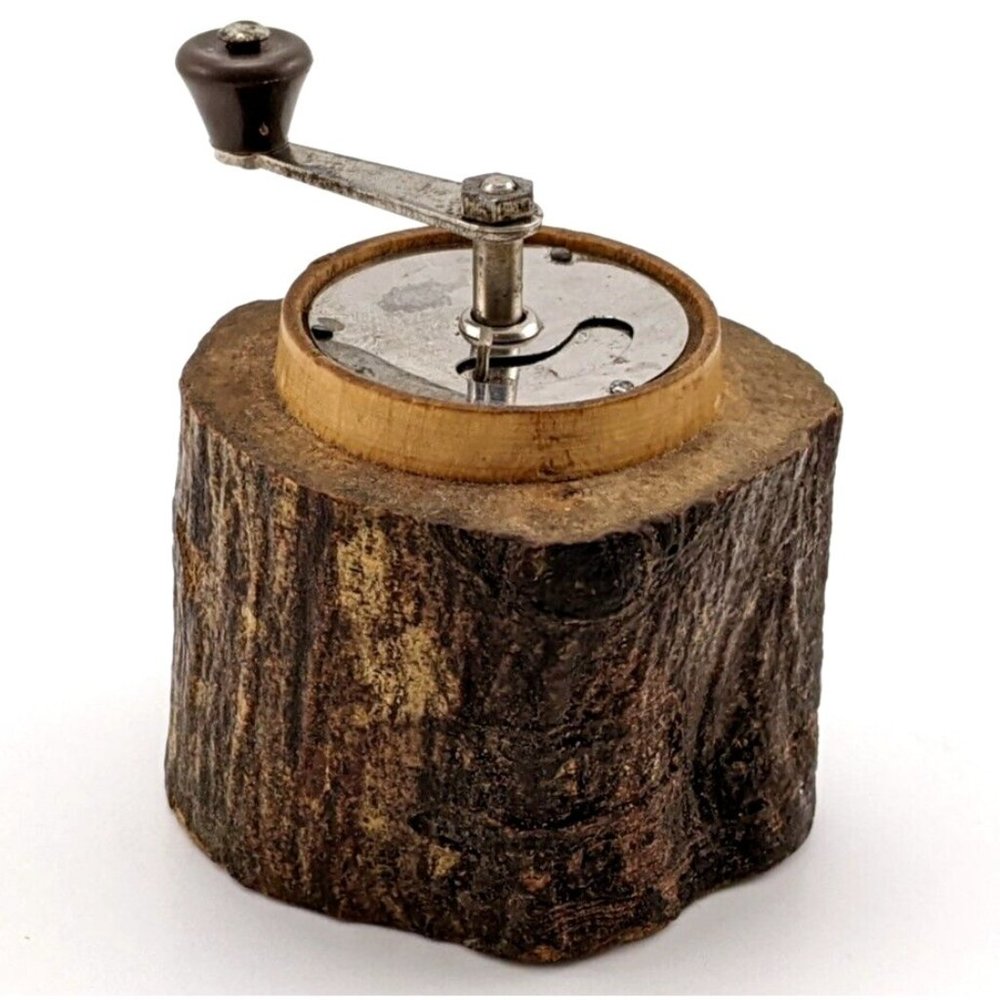 Rustic Wood Hand-Crank Coffee Grinder - Brown